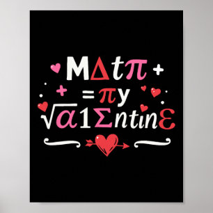 Póster Las Matemáticas Son Mi Valentín Símbolos Para El D