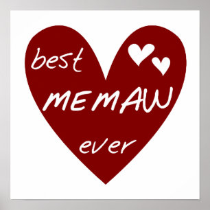 Póster Las mejores camisetas y regalos de Memaw del coraz