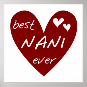 Póster Las mejores camisetas y regalos de Nani del corazó