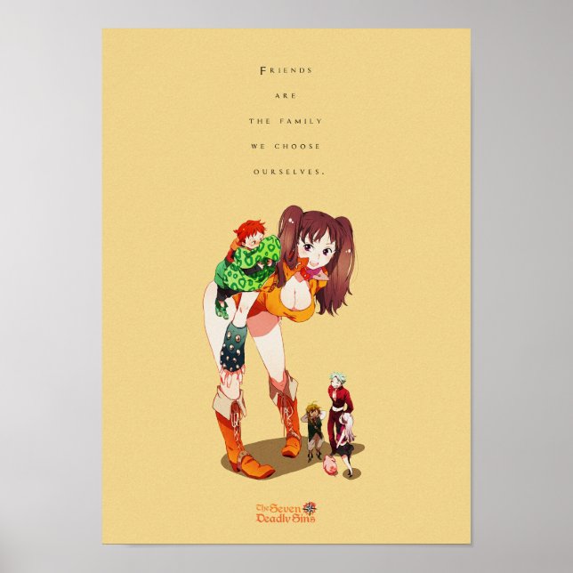 Póster Las mejores citas de Anime sobre familia y amigos (Frente)