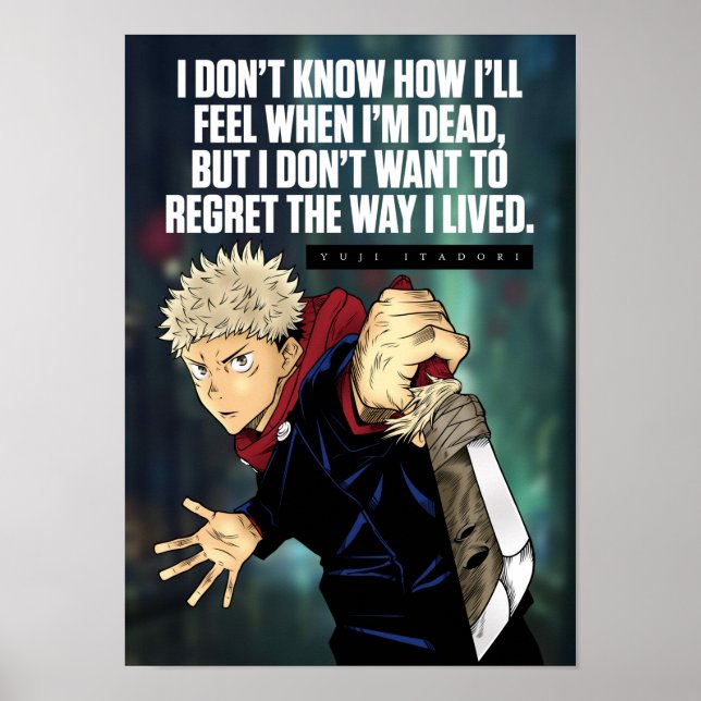 Póster Las mejores citas de Anime sobre la vida (Frente)