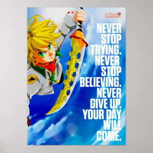 Póster Las mejores citas de Anime sobre no rendirse nunca