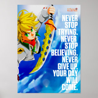 Póster Las mejores citas de Anime sobre no rendirse nunca