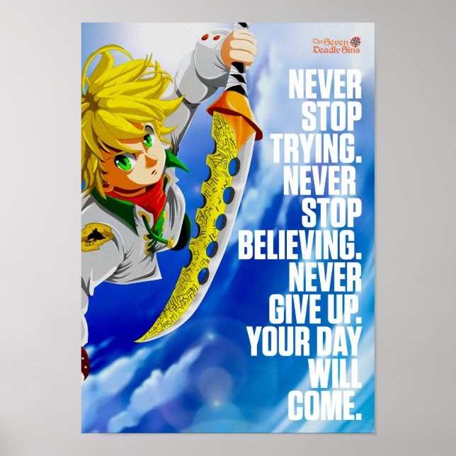 Póster Las mejores citas de Anime sobre no rendirse nunca (Frente)