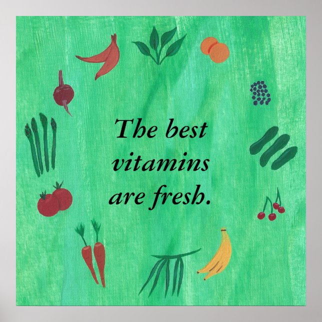 Póster Las mejores vitaminas son carteles de frutas y ver (Frente)