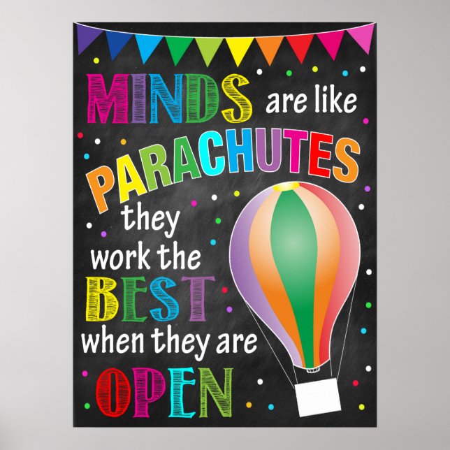 PÓSTER ¡LAS MENTES SON COMO PARACHUTES! (Frente)