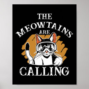 Póster Las Meowtains Llaman A Mujeres Esquiadoras De Gato