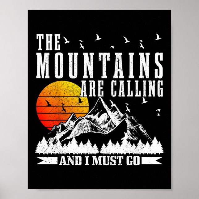 Póster Las montañas están llamando Debo ir de excursión y (Frente)