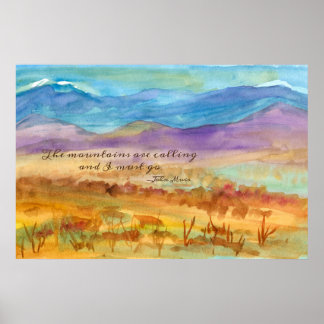 Póster Las montañas llaman Inspirador a John Muir