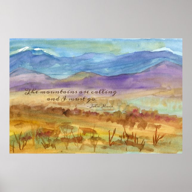 Póster Las montañas llaman Inspirador a John Muir (Frente)