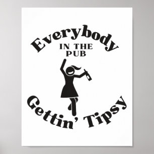 Póster Las mujeres bailan todo el mundo en el pub embrujá