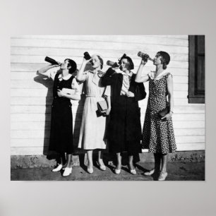 Póster Las mujeres beben cerveza Vieja fotografía Cerveza