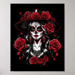 Póster Las mujeres de La Catrina Dia De Los Muertos Latin