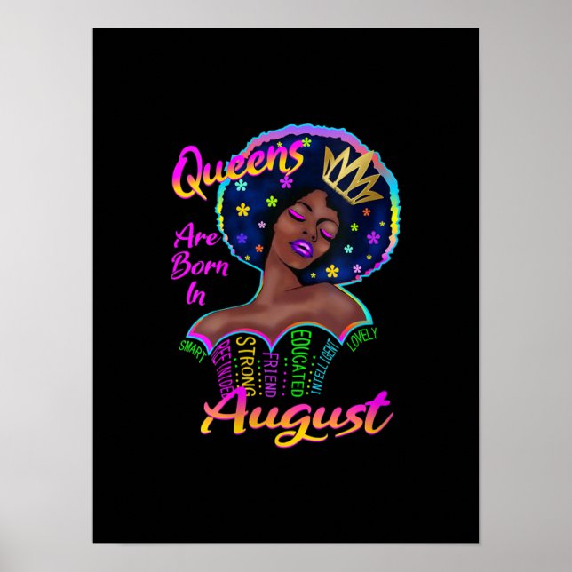 Póster Las Mujeres Queens Nacieron En Agosto De Los Años  (Frente)
