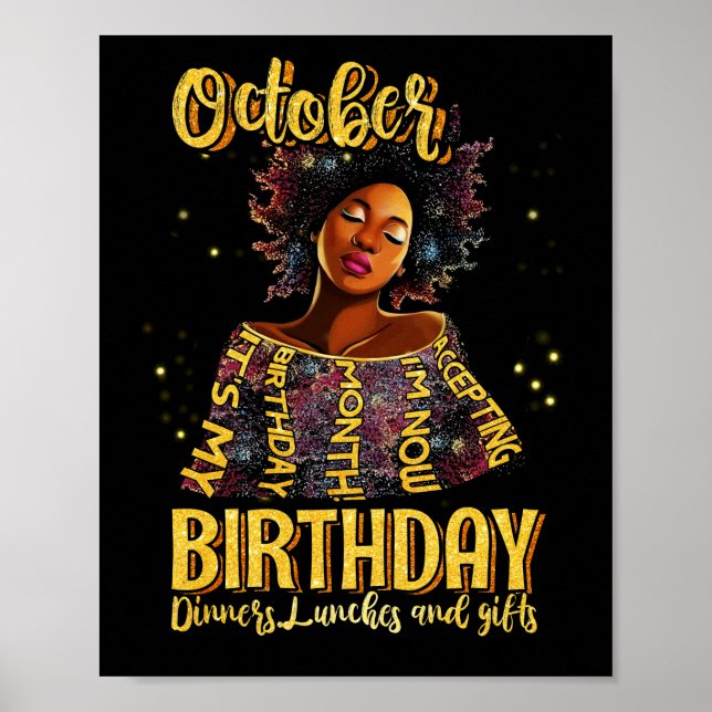 Póster Las mujeres son mi cumpleaños octubre aceptando cu (Frente)