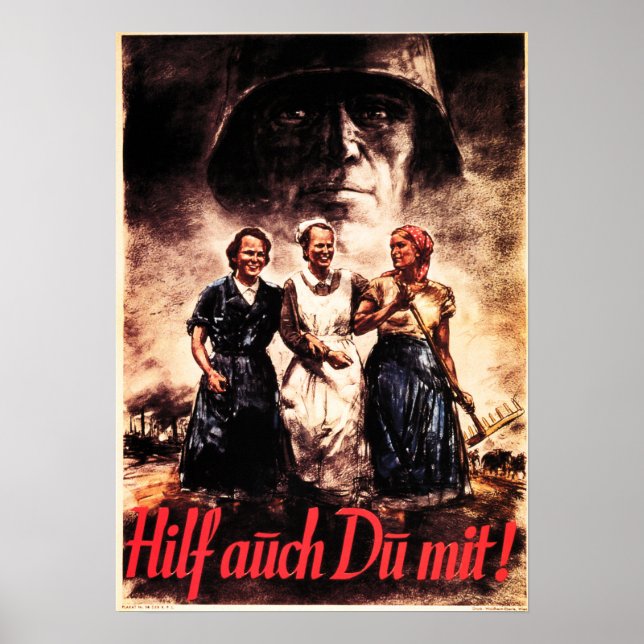 Póster "Las mujeres también pueden ayudar" Propaganda de  (Frente)