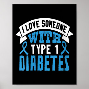 Póster Las mujeres tipo 1 aman la diabetes juvenil azul