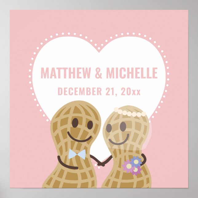 Póster Las Nueces Se Unen Con La Bienvenida Elegante Boda (Frente)