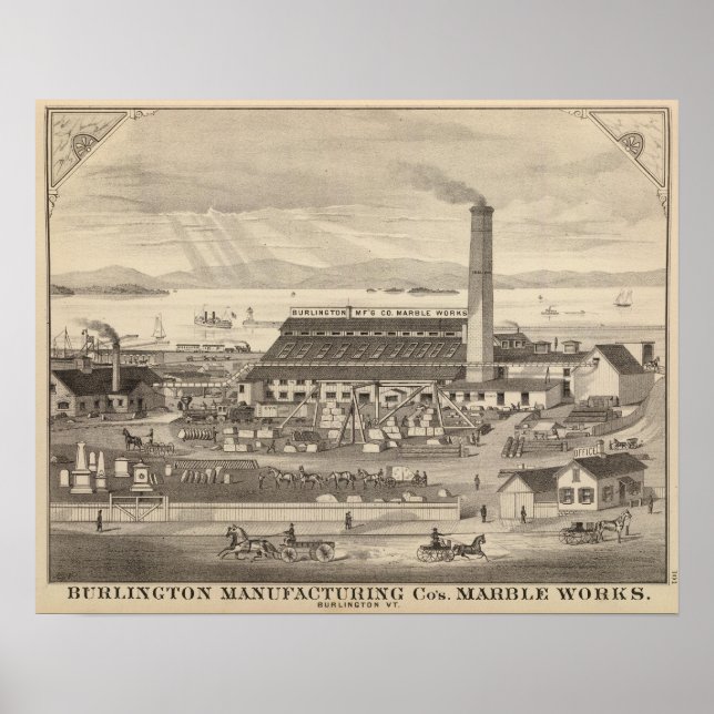 Póster Las obras de mármol de Burlington Manufacturing Co (Frente)