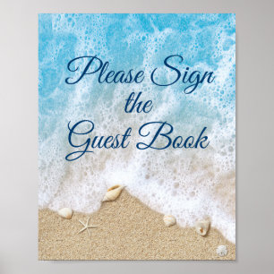 Póster Las olas de playa azul Rótulo el Poster del libro 