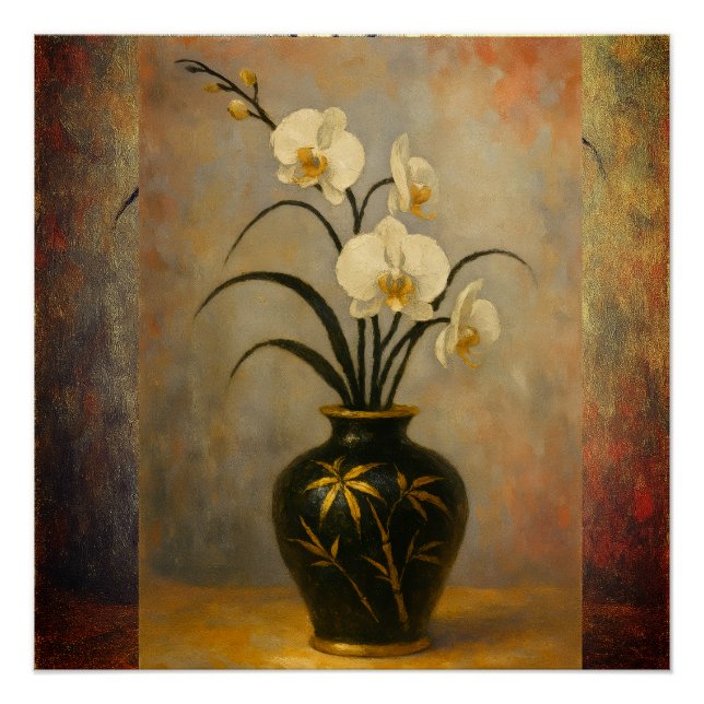 Póster Las orquídeas blancas en reposo (Anverso)