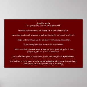 Póster Las palabras de Gandhi en justicia y la compasión