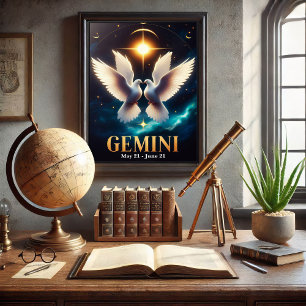 Póster Las palomas de zodiaco de Gemini en armonía