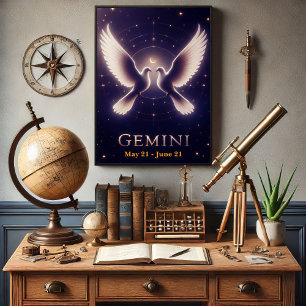 Póster Las palomas de zodiaco de Gemini en armonía