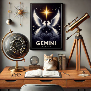Póster Las palomas de zodiaco de Gemini en armonía
