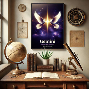 Póster Las palomas de zodiaco de Gemini en armonía