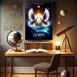 Póster Las palomas de zodiaco de Gemini en armonía