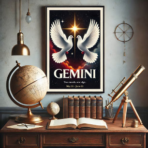 Póster Las palomas de zodiaco de Gemini en armonía