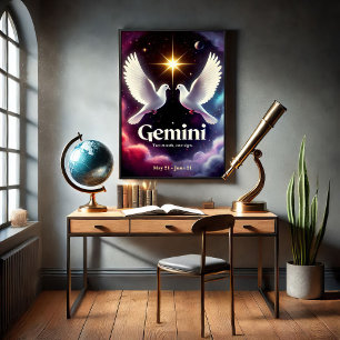 Póster Las palomas de zodiaco de Gemini en armonía