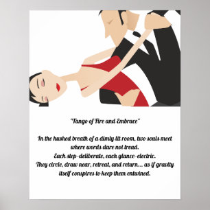 Póster Las parejas de tango bailan el romance y la pasión