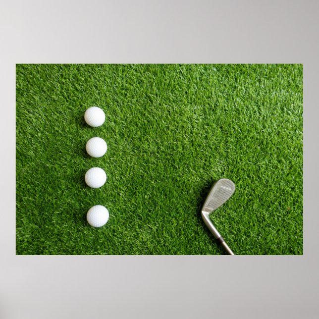 Póster Las pelotas de golf están en hierba verde (Frente)