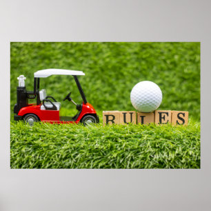 Póster Las pelotas de golf están en hierba verde