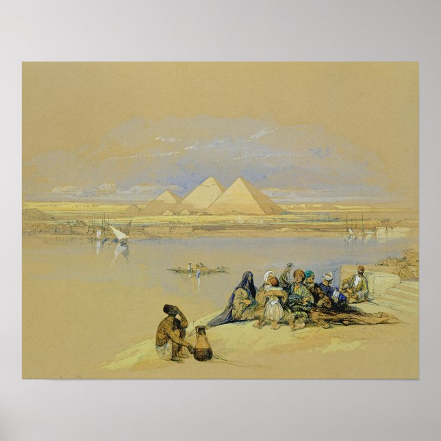 Póster Las pirámides en Giza, cerca de El Cairo (c/c) (Frente)