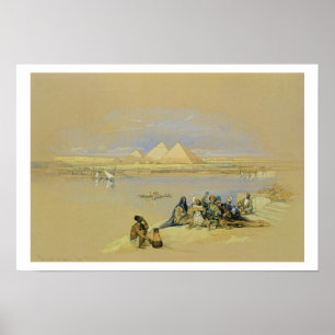 Póster Las pirámides en Giza, cerca de El Cairo (c/c)