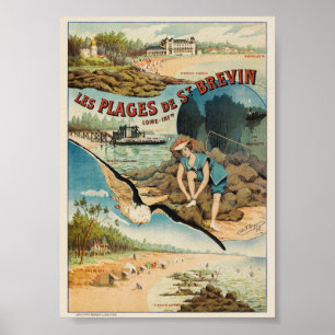 Póster Las playas de St Brévin Francia cartel vintage 190