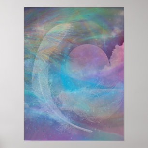 Póster Las plumas del arcoiris y la luna