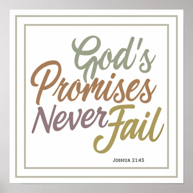 Póster Las Promesas de Dios Nunca Fallan Josué 21:45 Insp (Frente)