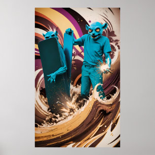 Póster Las Ratas Surf Caen En Su Propio Fiesta De Ola Sal