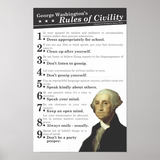 Póster Las reglas de la civilidad de GW (Frente)