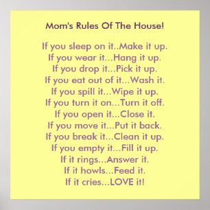 Póster Las reglas de la mamá de la casa