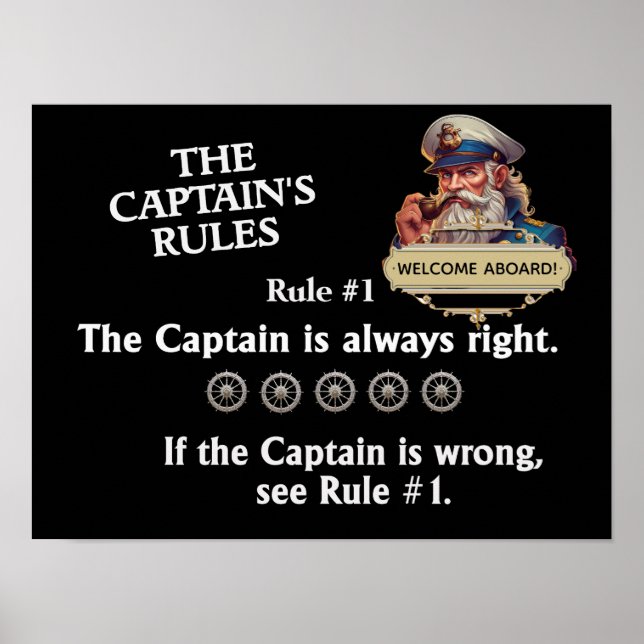 Póster Las reglas del capitán - el capitán siempre tiene  (Frente)