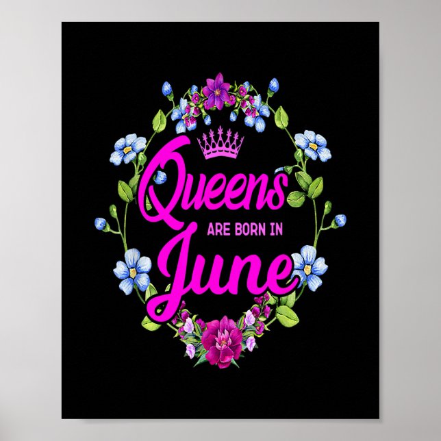 Póster Las reinas nacen en junio Cumpleaños para los homb (Frente)