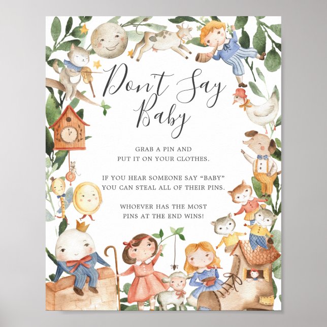 Póster Las rimas de la enfermera Baby Shower no dicen Rót (Frente)