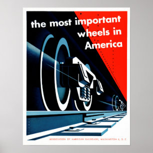 Póster Las ruedas más importantes en los antiguos ferroca