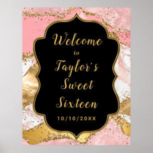 Póster Las secuelas doradas y rosas agarran la bienvenida