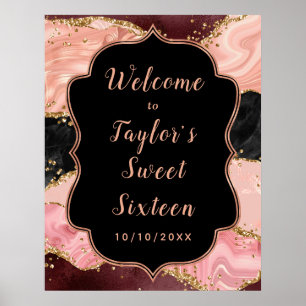 Póster Las secuelas negras y rosas agarran la bienvenida
